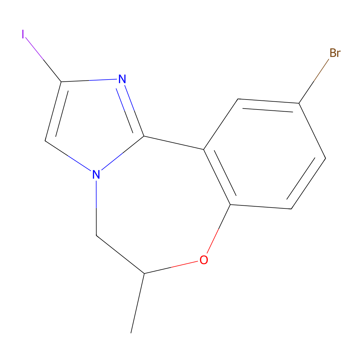 10-Bromo-2-iodo-6-methyl-5,6-dihydrobenzo[f]imidazo[1,2-d][1,4]oxazepine molecular structure, CAS 1451086-97-7