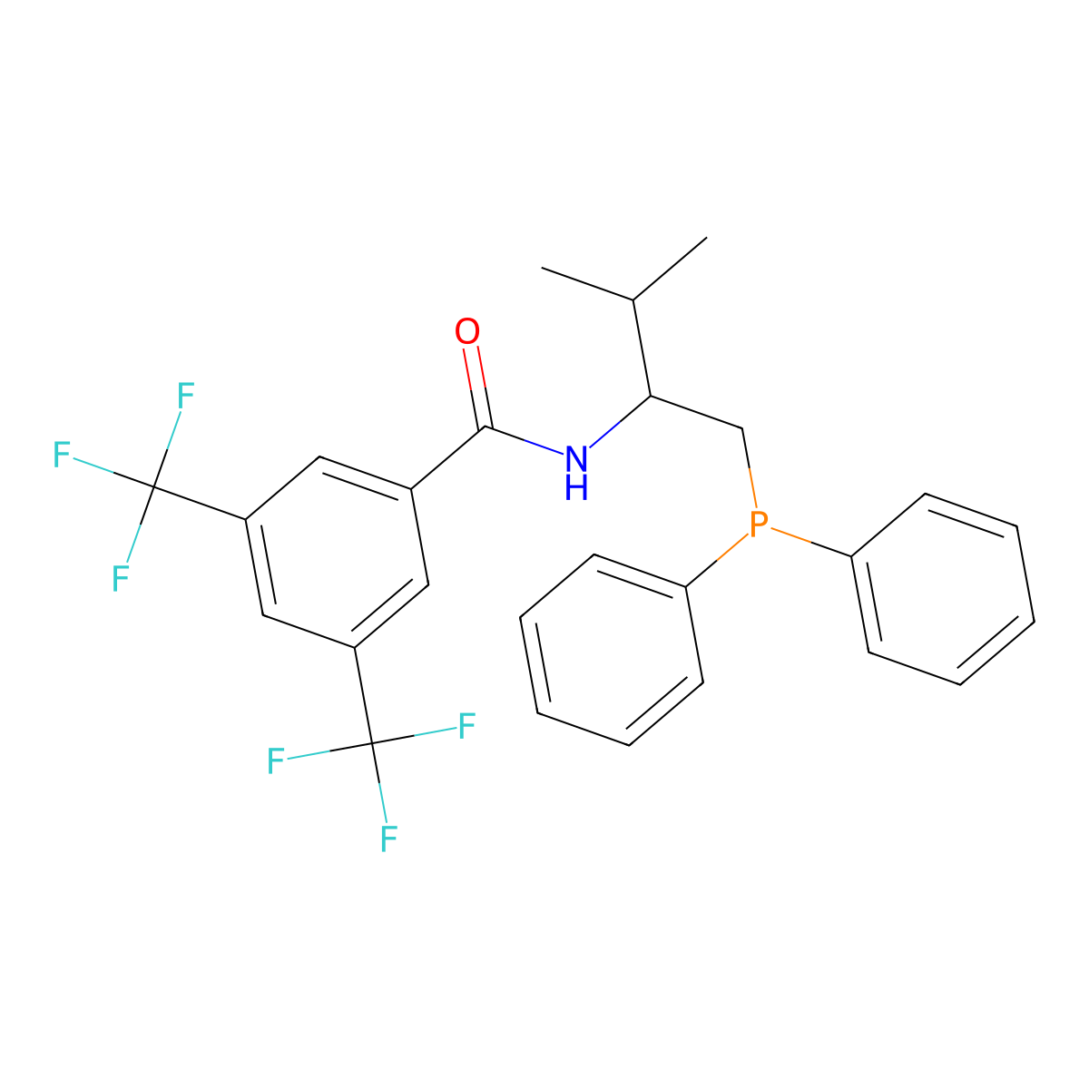 N-[(1S)-1-[(Diphenylphosphino)methyl]-2-methylpropyl]-3,5-bis(trifluoromethyl)benzamide molecular structure, CAS 1451091-01-2