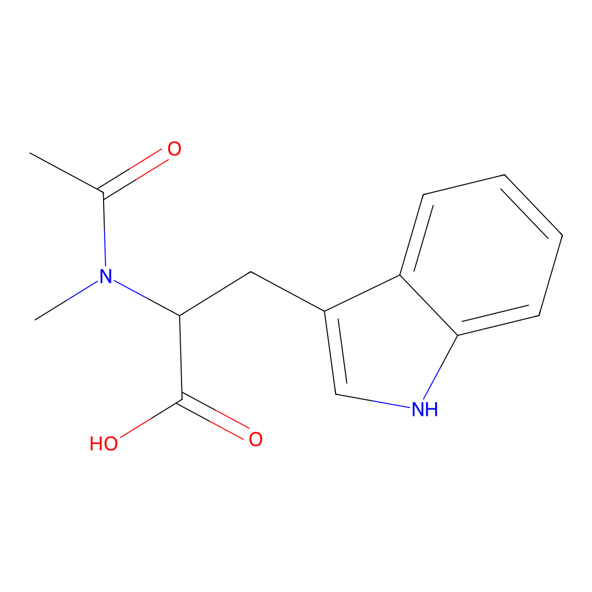 3-(1H-indol-3-yl)-2-(N-methylacetamido)propanoic acid molecular structure, CAS 14511-37-6