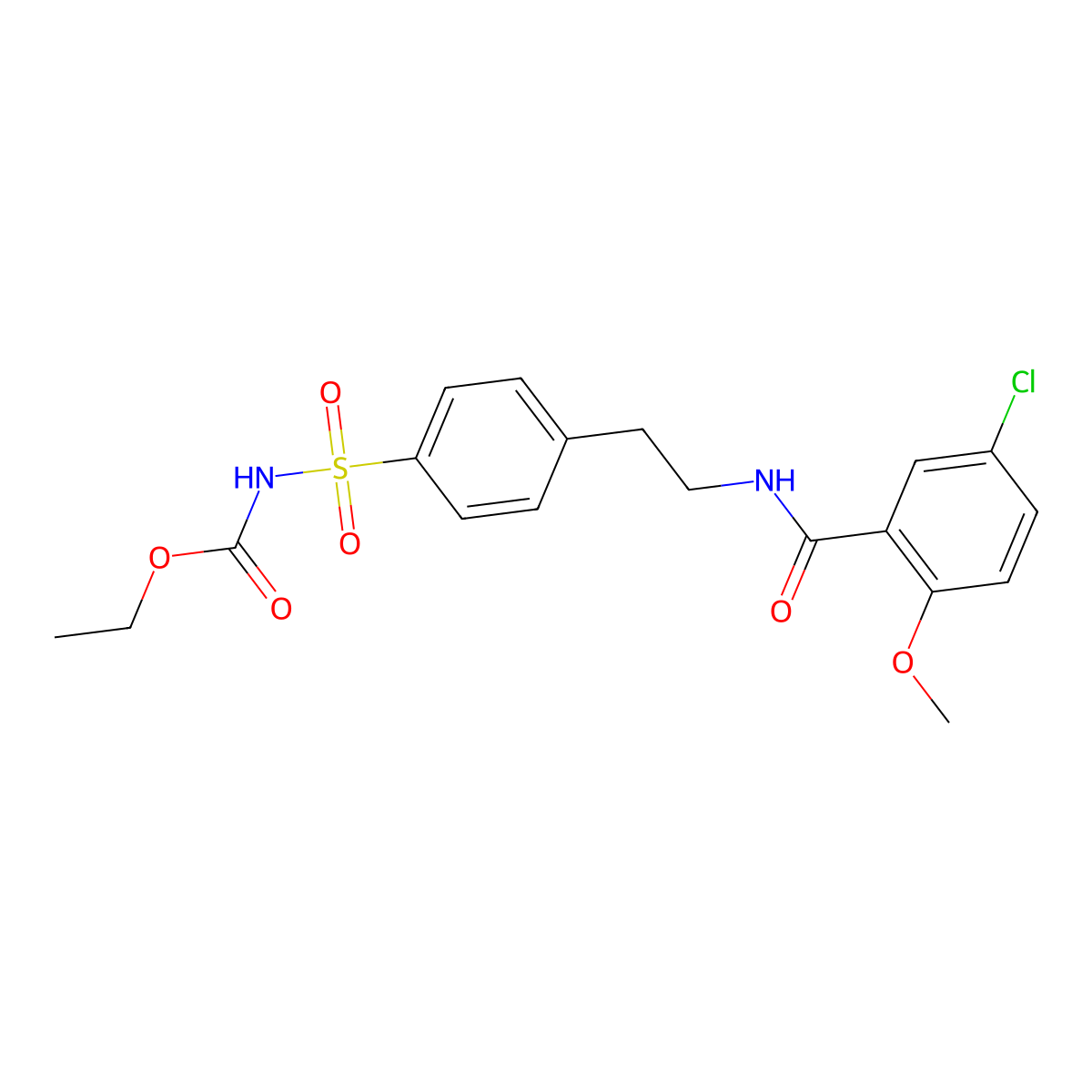 Ethyl (4-(2-(5-chloro-2-methoxybenzamido)ethyl)phenyl)sulfonylcarbamate molecular structure, CAS 14511-59-2