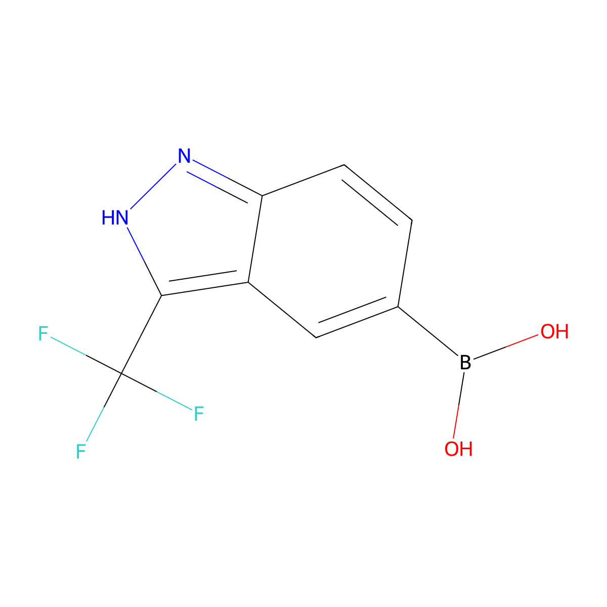 (3-(trifluoromethyl)-1H-indazol-5-yl)boronic acid molecular structure, CAS 1451154-24-7