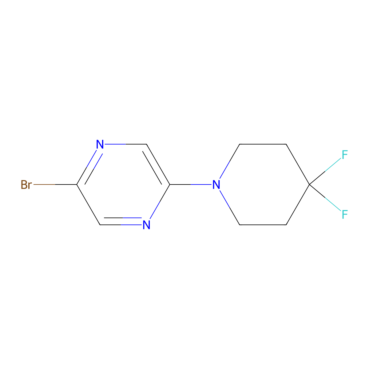 2-Bromo-5-(4,4-difluoro-1-piperidyl)pyrazine molecular structure, CAS 1451186-74-5