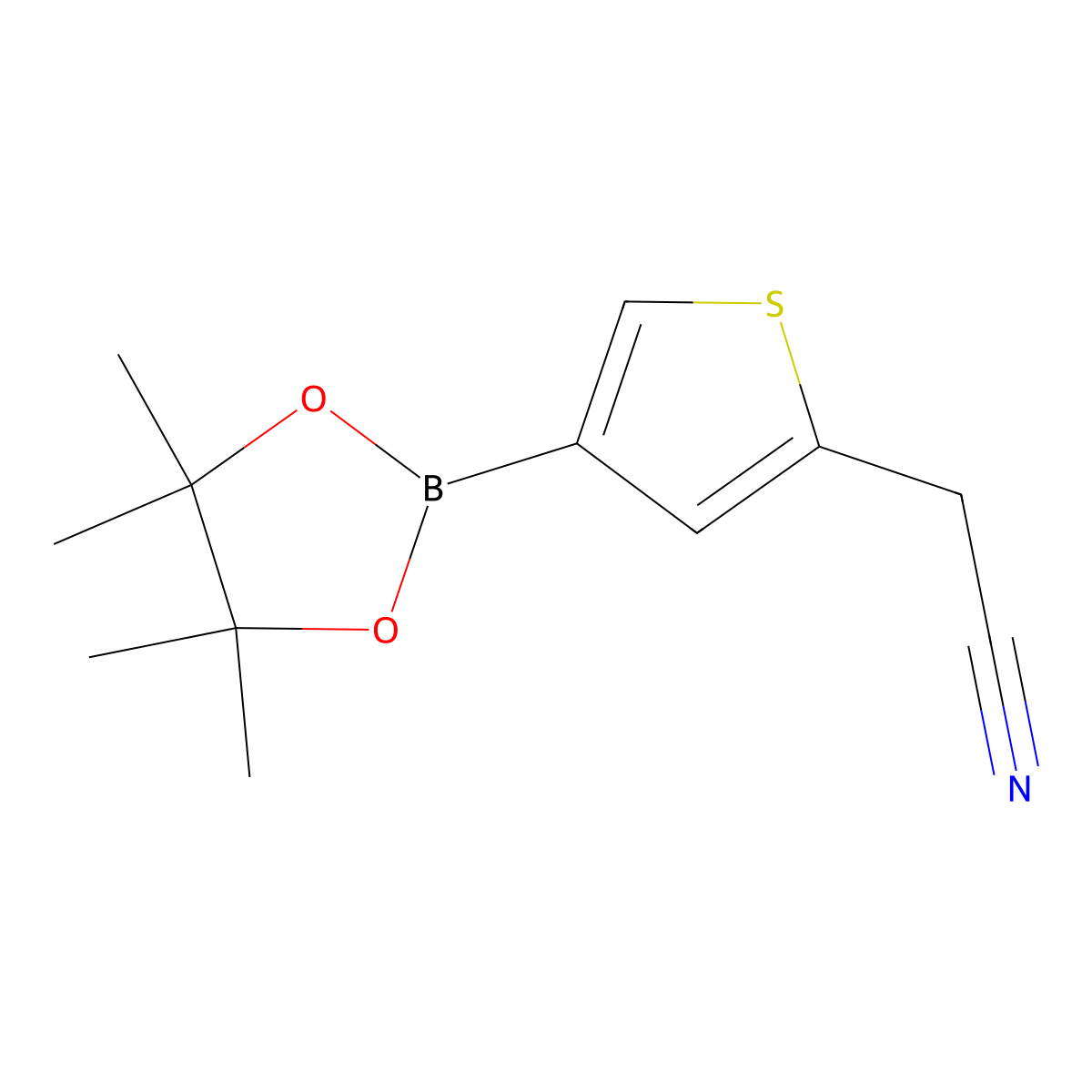 2-(4-(4,4,5,5-Tetramethyl-1,3,2-dioxaborolan-2-yl)thiophen-2-yl)acetonitrile molecular structure, CAS 1451187-22-6