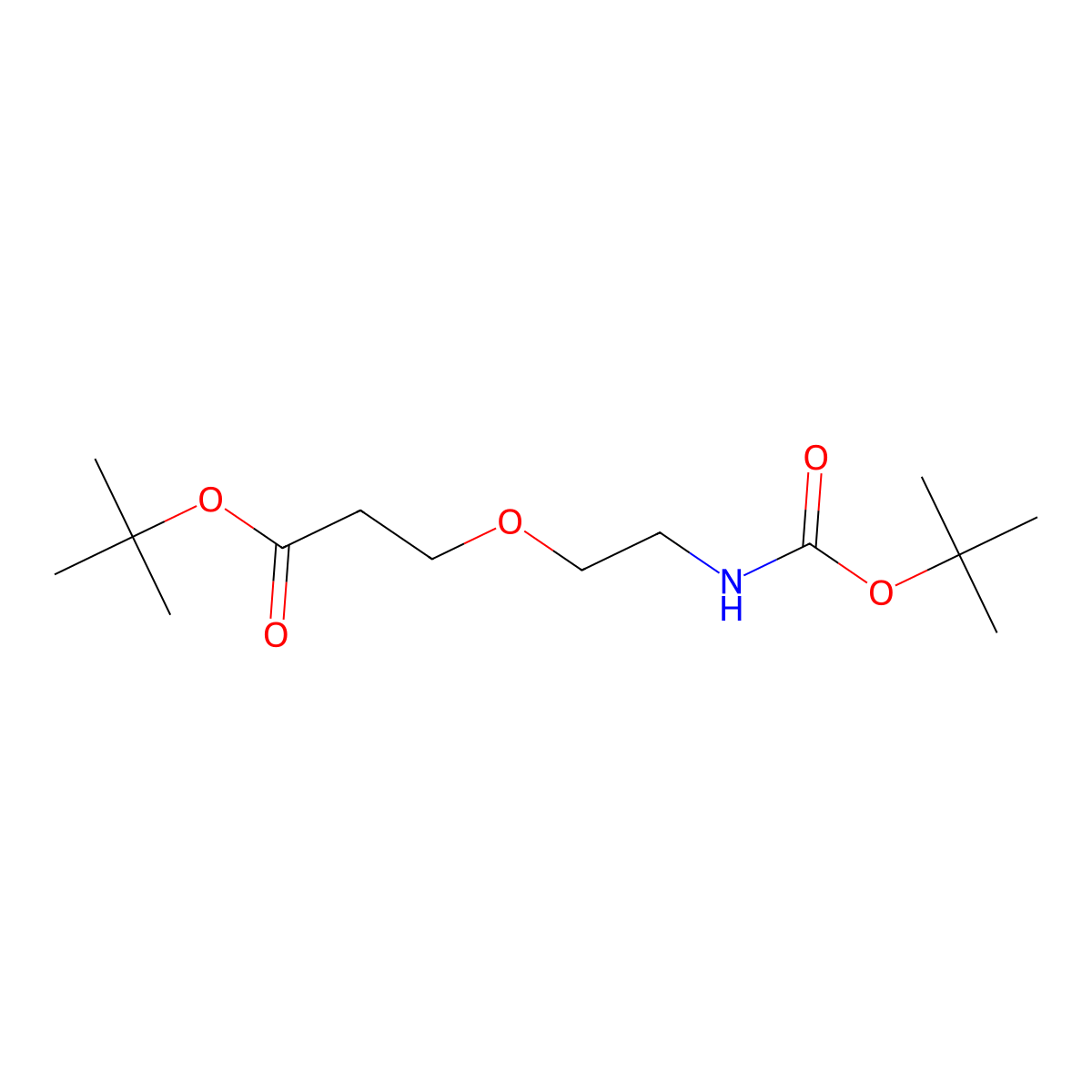 tert-Butyl 3-(2-((tert-butoxycarbonyl)amino)ethoxy)propanoate molecular structure, CAS 145119-18-2