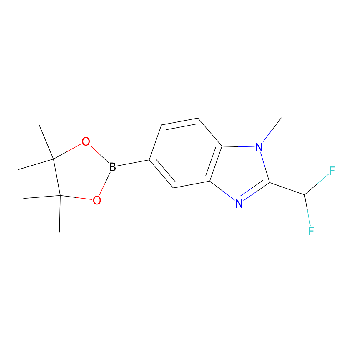 2-(Difluoromethyl)-1-methyl-5-(tetramethyl-1,3,2-dioxaborolan-2-yl)-1H-1,3-benzodiazole molecular structure, CAS 1451215-61-4