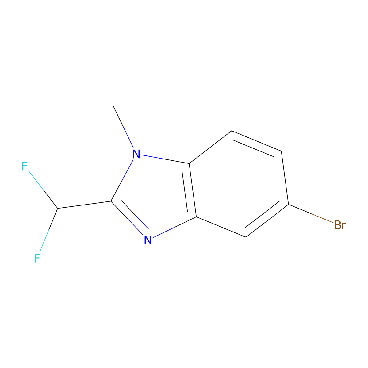 5-Bromo-2-(difluoromethyl)-1-methyl-1H-1,3-benzodiazole molecular structure, CAS 1451215-69-2