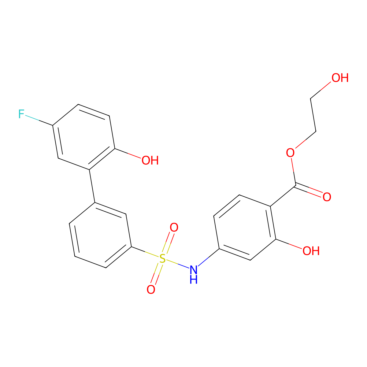 2-Hydroxyethyl 4-[[3-(5-fluoro-2-hydroxyphenyl)phenyl]sulfonylamino]-2-hydroxybenzoate molecular structure, CAS 1451255-59-6