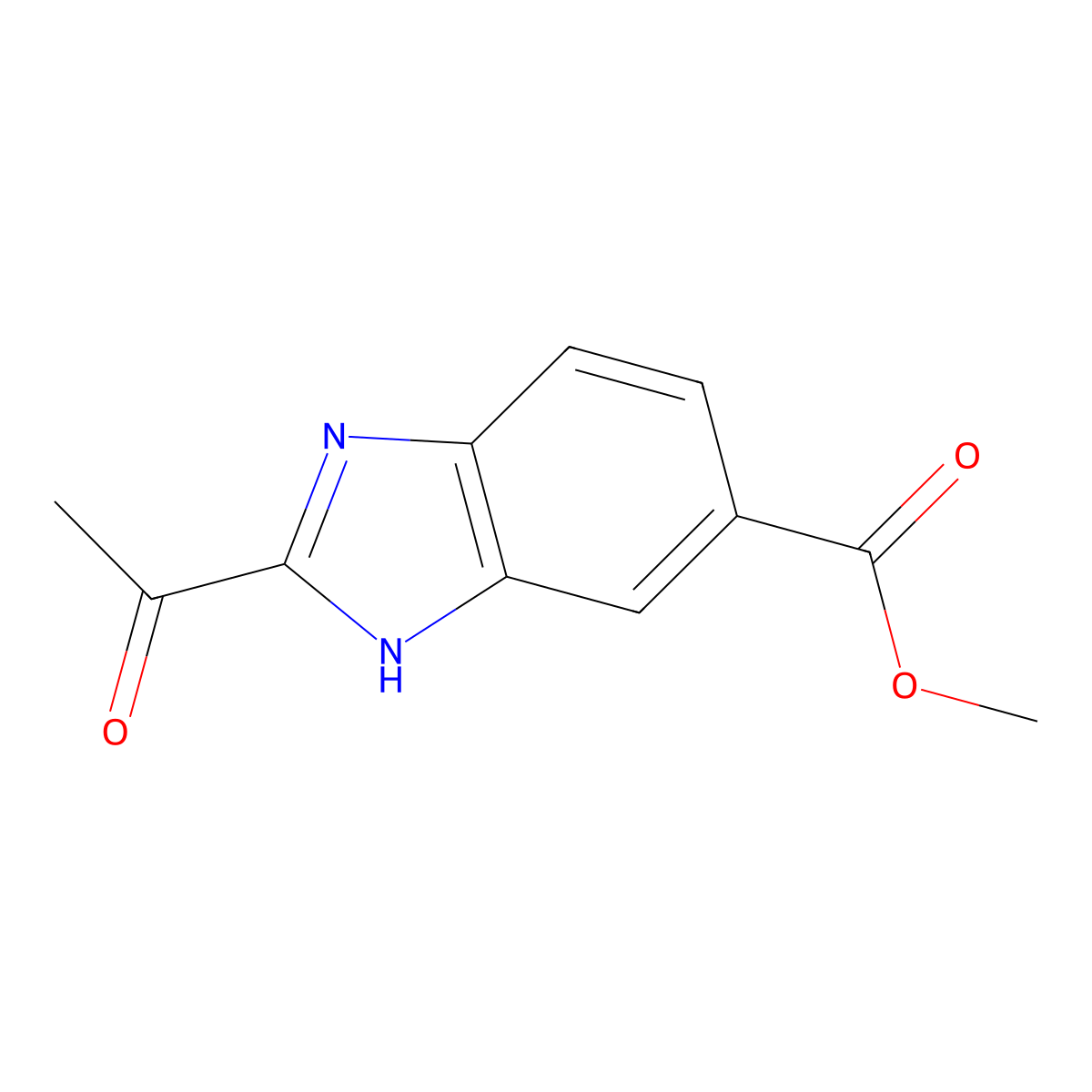 Methyl 2-acetyl-1H-benzo[d]imidazole-6-carboxylate molecular structure, CAS 145126-56-3