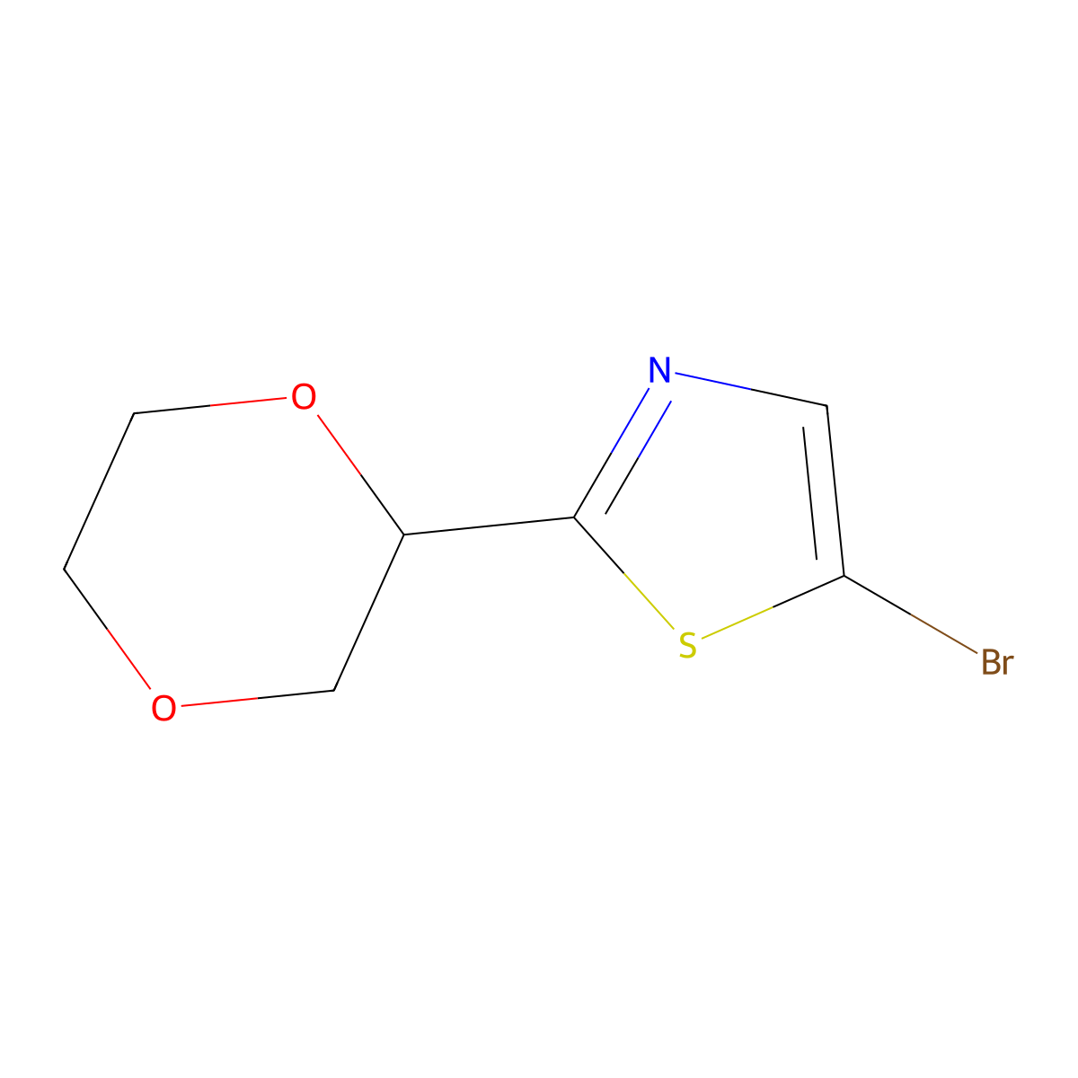 5-Bromo-2-(1,4-dioxan-2-yl)thiazole molecular structure, CAS 1451260-71-1