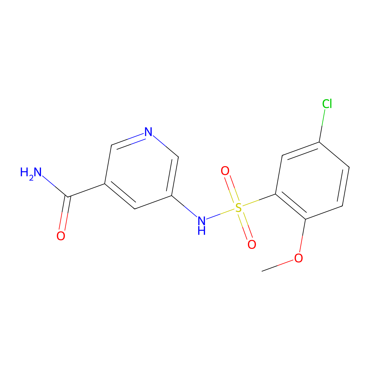 5-((5-Chloro-2-methoxyphenyl)sulfonamido)nicotinamide molecular structure, CAS 1451272-71-1