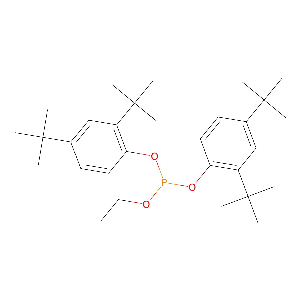 Bis(2,4-di-tert-butylphenyl) ethyl phosphite molecular structure, CAS 145130-78-5