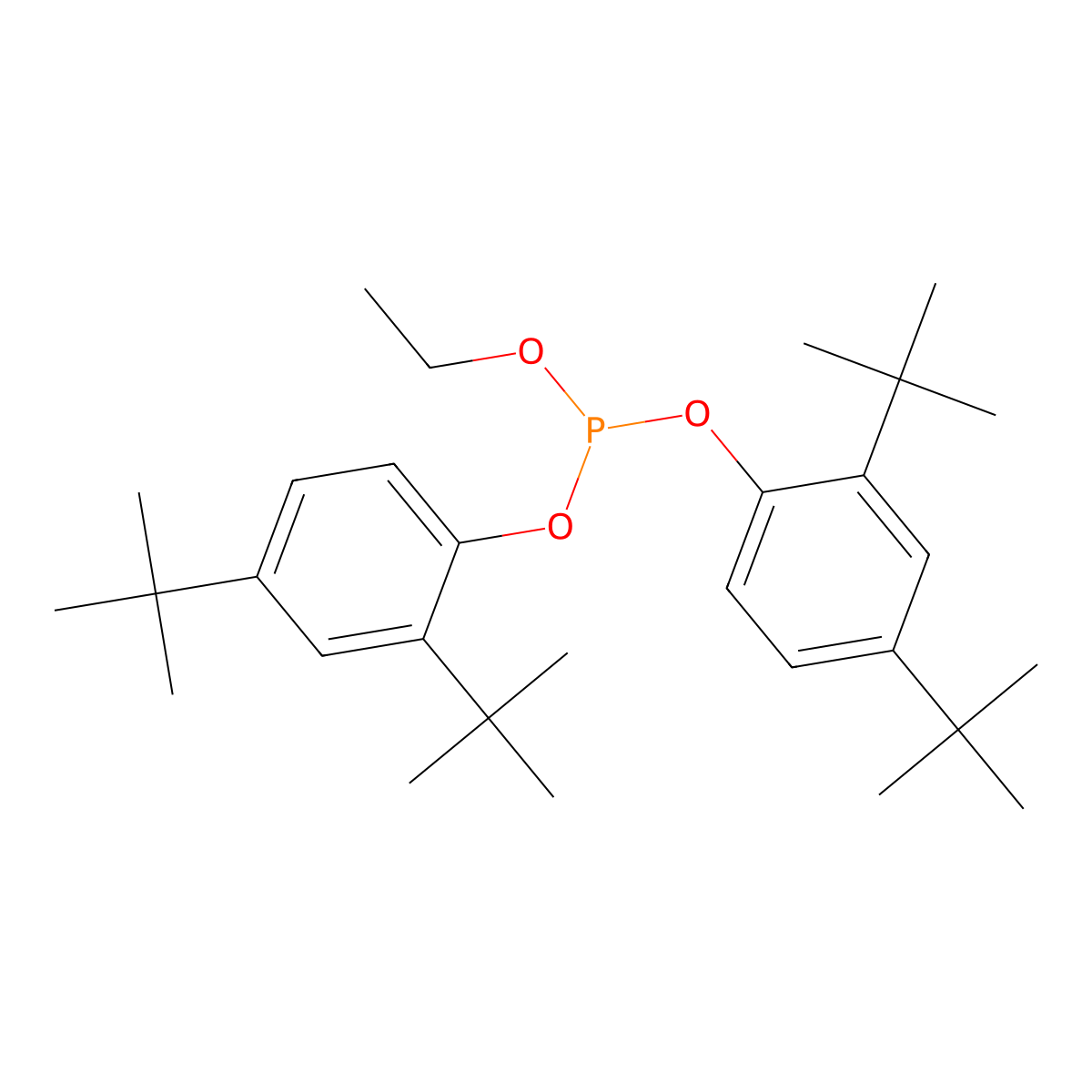 Bis(2,4-di-tert-butylphenyl) ethyl phosphite molecular structure, CAS 145130-78-5