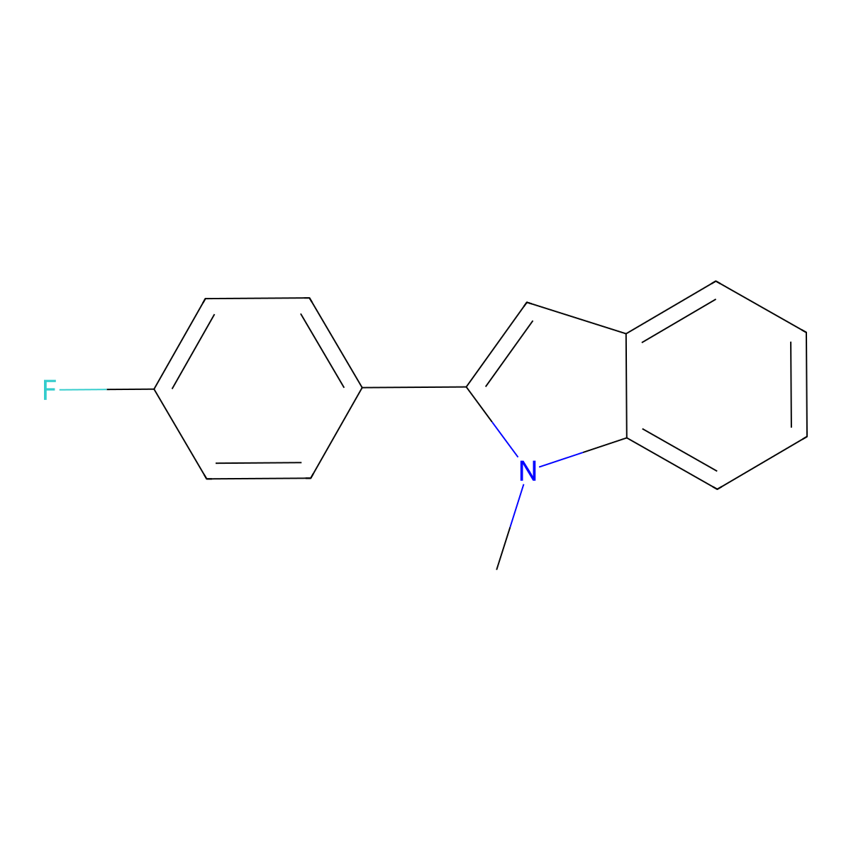 2-(4-fluorophenyl)-1-methyl-1H-indole molecular structure, CAS 145133-64-8