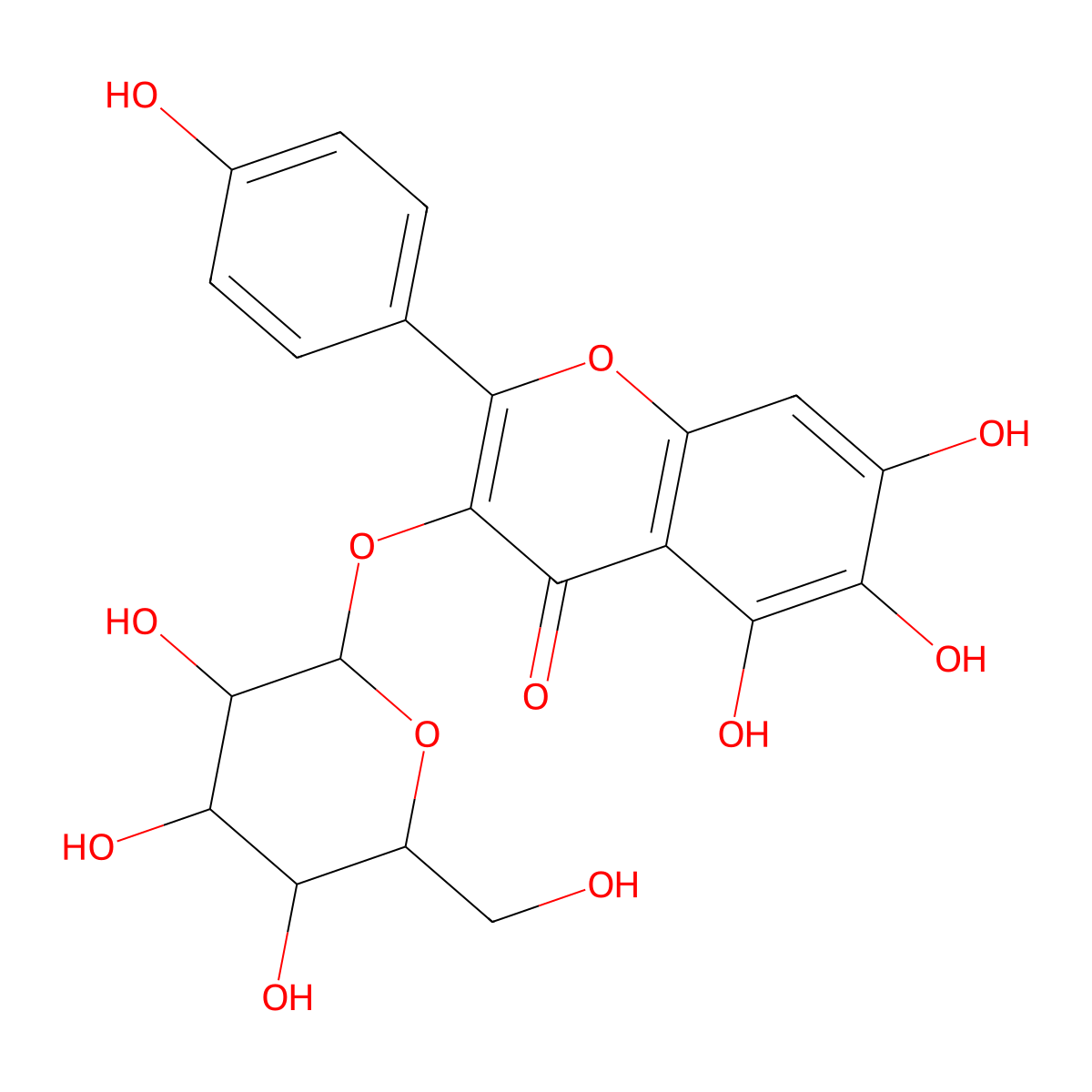 6-Hydroxykaempferol 3-glucoside molecular structure, CAS 145134-61-8