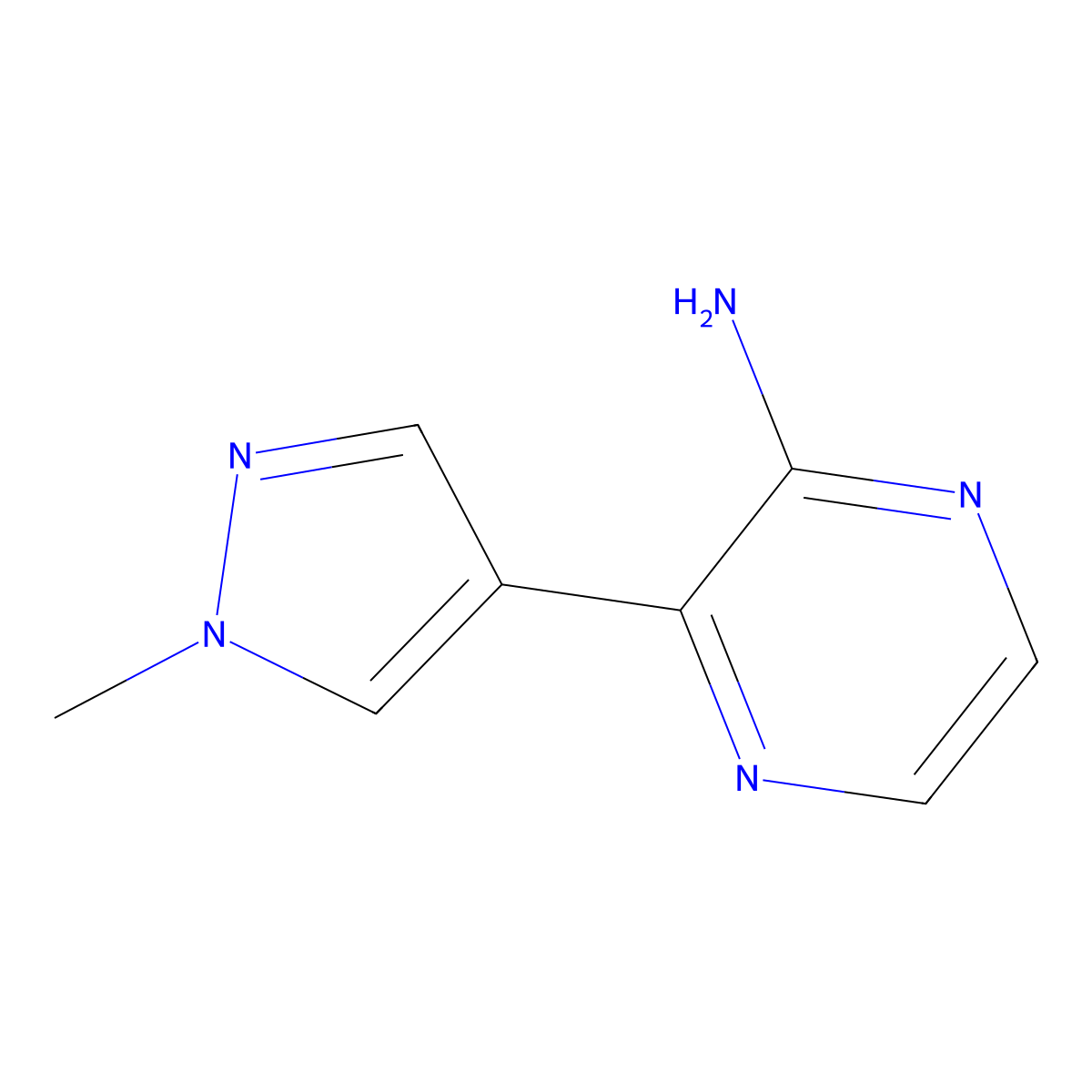 3-(1-Methylpyrazol-4-yl)pyrazin-2-amine molecular structure, CAS 1451389-00-6