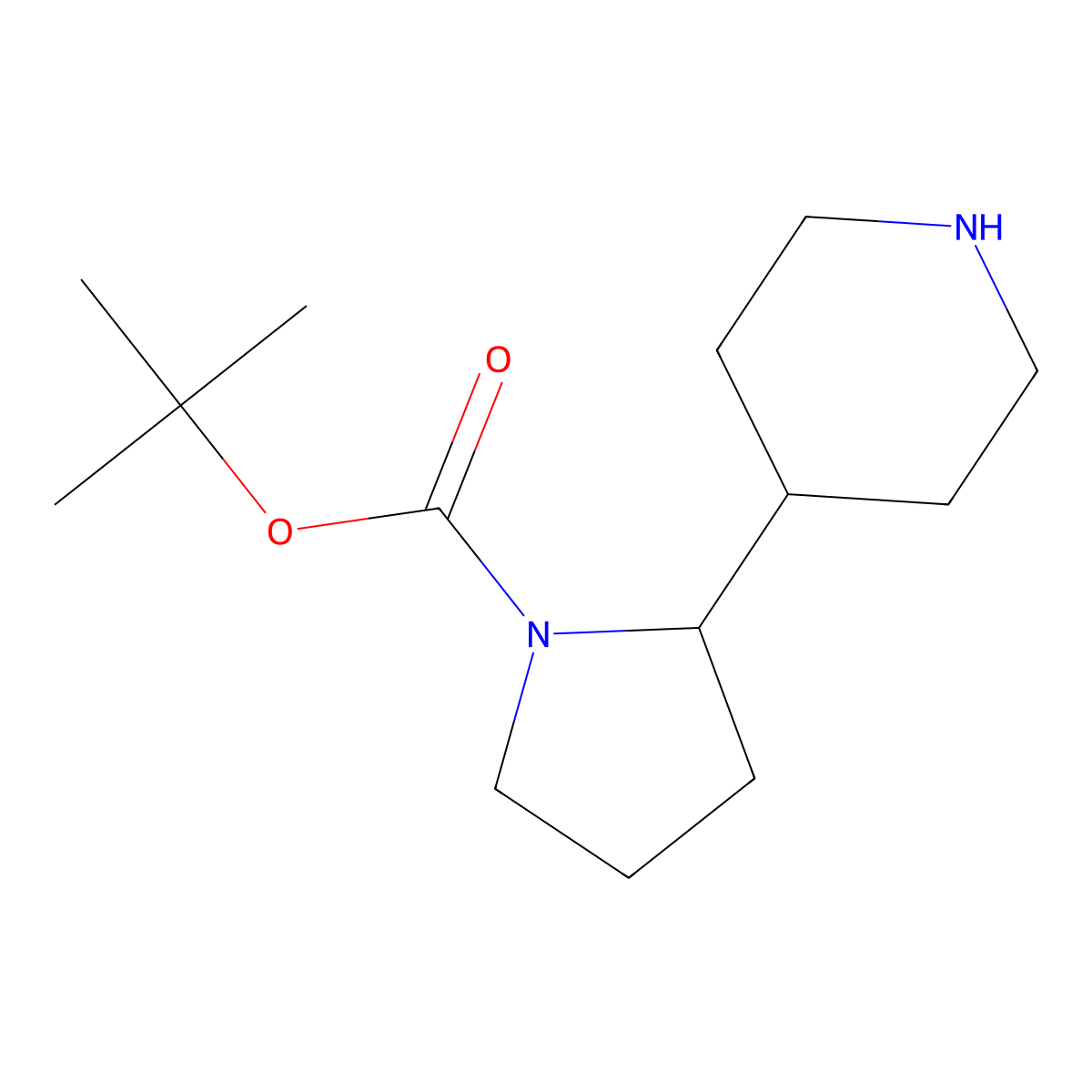 (R)-tert-Butyl 2-(piperidin-4-yl)pyrrolidine-1-carboxylate molecular structure, CAS 1451390-44-5