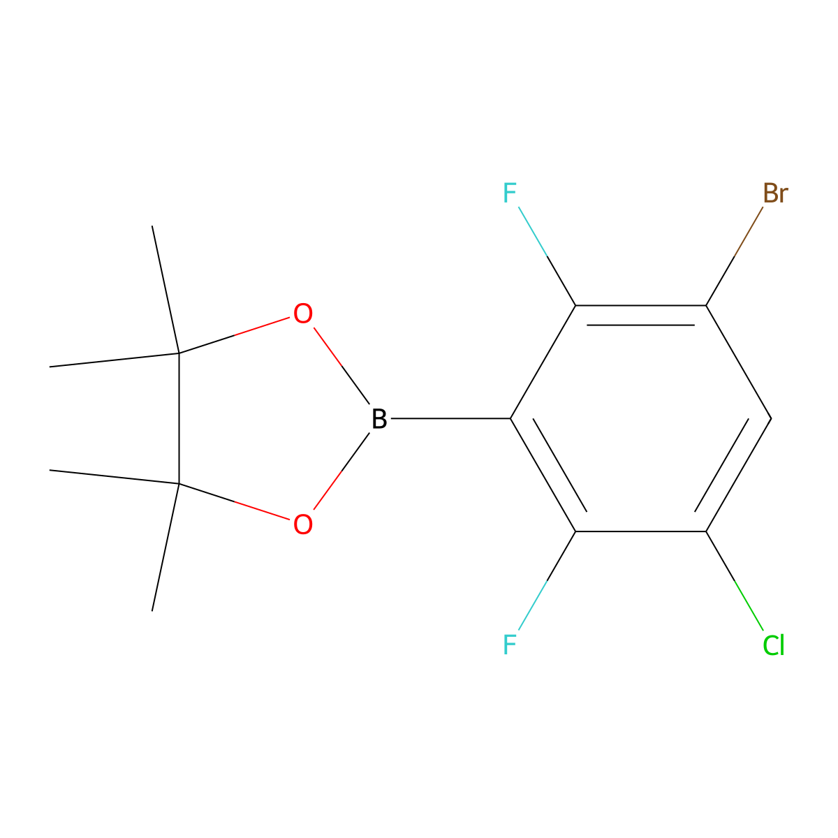 2-(3-Bromo-5-chloro-2,6-difluorophenyl)-4,4,5,5-tetramethyl-1,3,2-dioxaborolane molecular structure, CAS 1451391-11-9