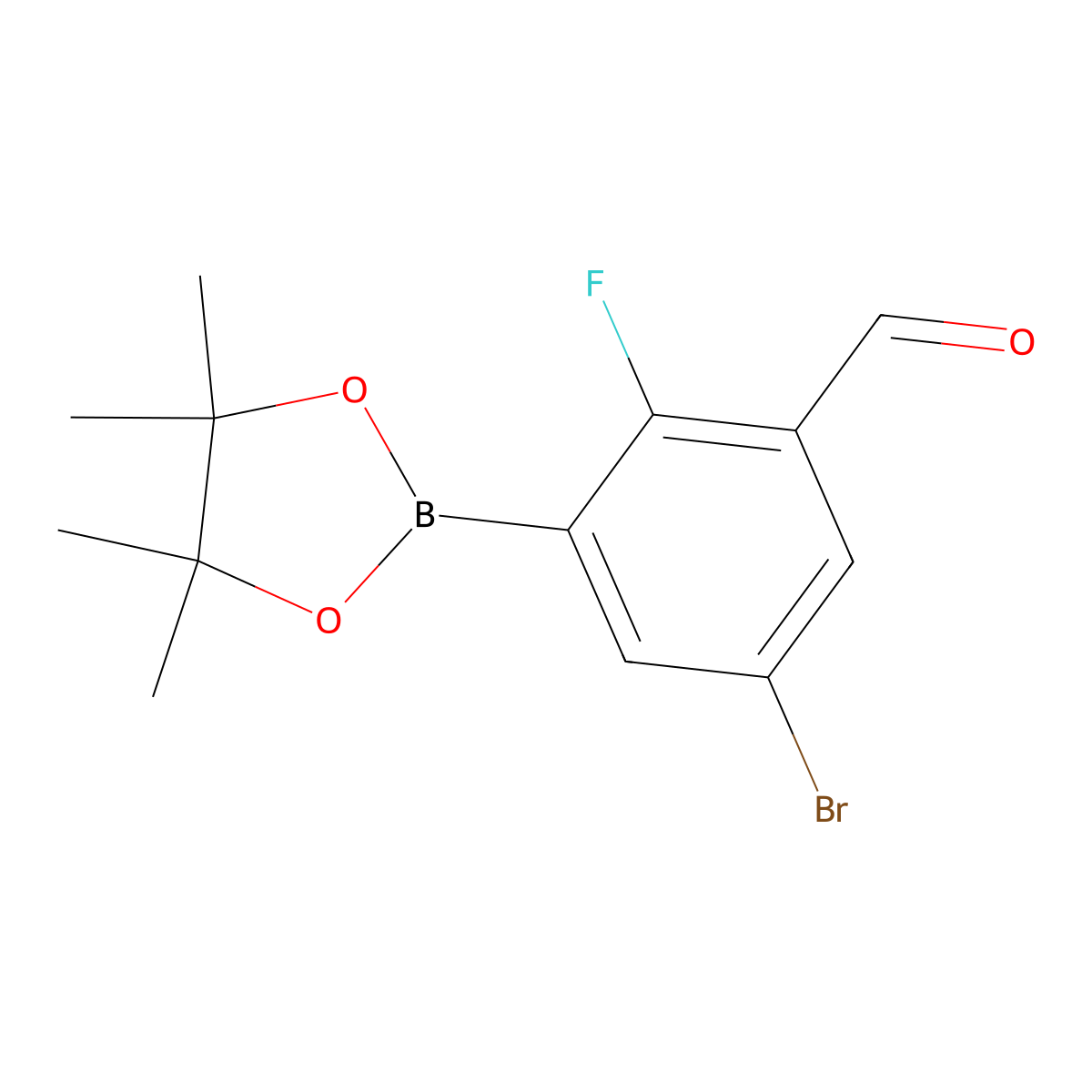 5-Bromo-2-fluoro-3-(4,4,5,5-tetramethyl-1,3,2-dioxaborolan-2-yl)benzaldehyde molecular structure, CAS 1451391-13-1