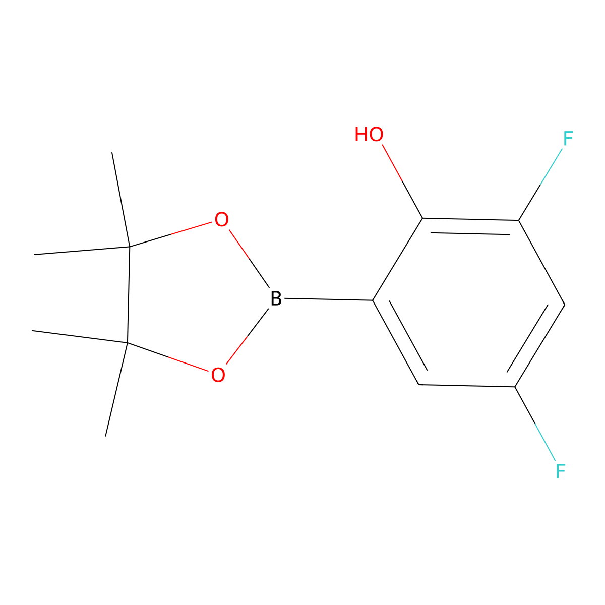 2,4-Difluoro-6-(4,4,5,5-tetramethyl-1,3,2-dioxaborolan-2-yl)phenol molecular structure, CAS 1451391-16-4