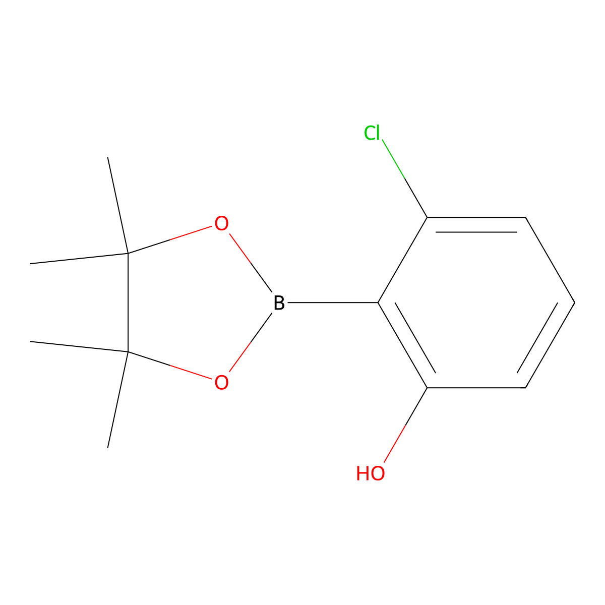 3-Chloro-2-(4,4,5,5-tetramethyl-1,3,2-dioxaborolan-2-YL)phenol molecular structure, CAS 1451391-17-5