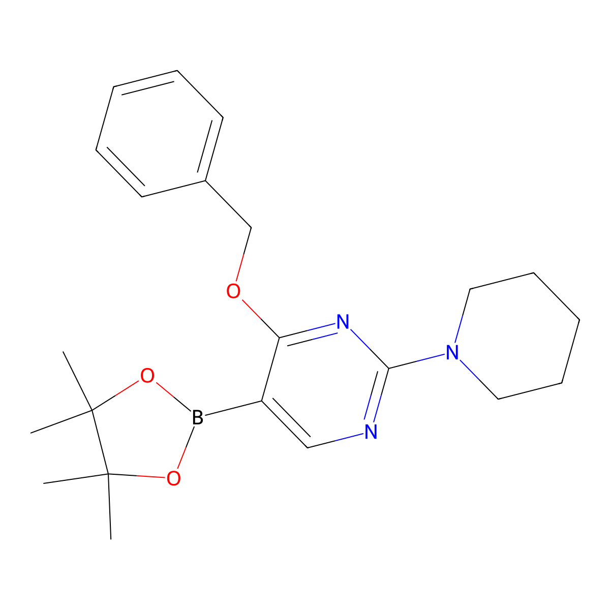 4-Benzyloxy-2-piperidine-1-yl-pyrimidine-5-boronic acid pinacol ester molecular structure, CAS 1451391-24-4