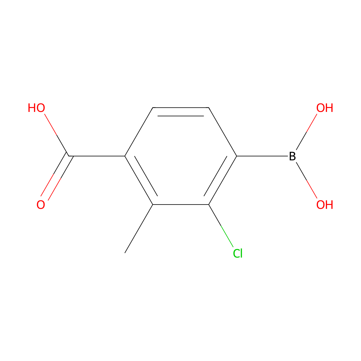4-Carboxy-2-chloro-3-methylphenylboronic acid molecular structure, CAS 1451391-31-3