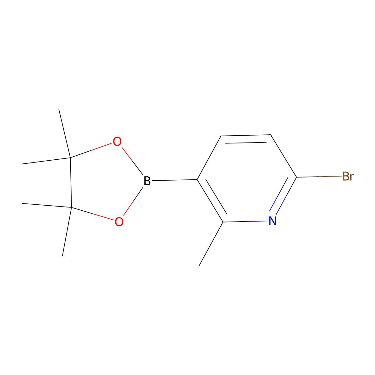 6-Bromo-2-methyl-3-(4,4,5,5-tetramethyl-1,3,2-dioxaborolan-2-YL)pyridine molecular structure, CAS 1451391-32-4