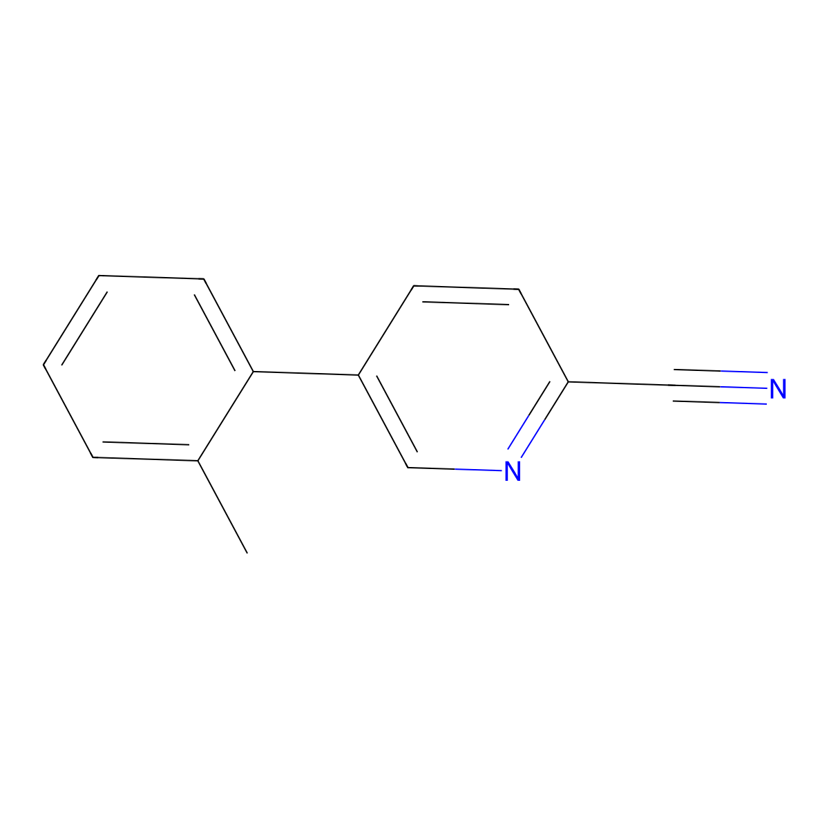 2-Pyridinecarbonitrile, 5-(2-methylphenyl)- molecular structure, CAS 1451391-33-5
