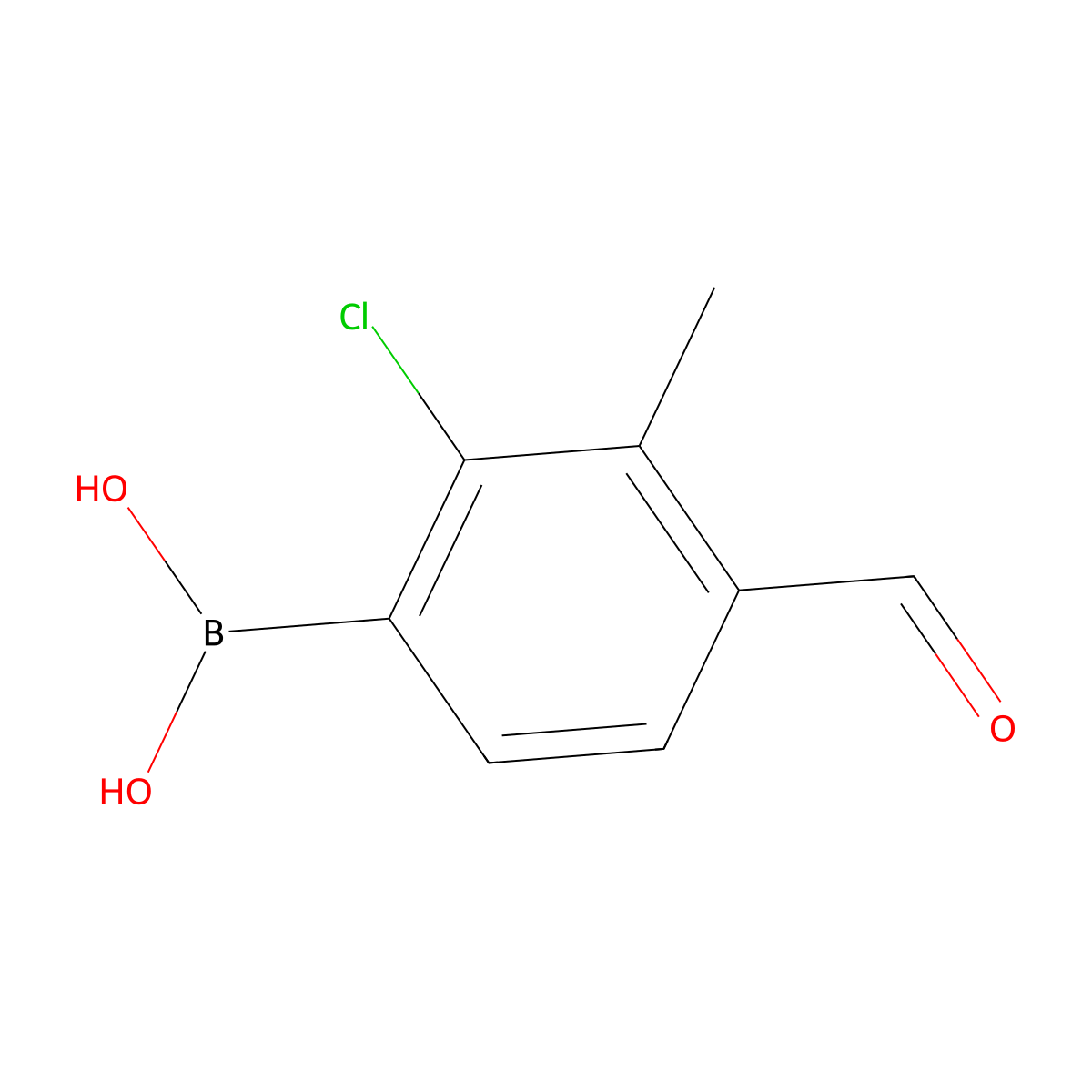 2-Chloro-4-formyl-3-methylphenylboronic acid molecular structure, CAS 1451391-36-8