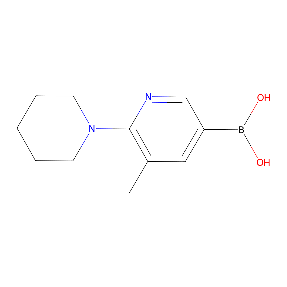 (5-Methyl-6-(piperidin-1-yl)pyridin-3-yl)boronic acid molecular structure, CAS 1451391-41-5