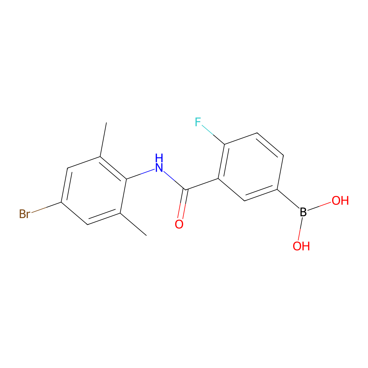 3-(4-Bromo-2,6-dimethylphenylcarbamoyl)-4-fluorophenylboronic acid molecular structure, CAS 1451391-49-3