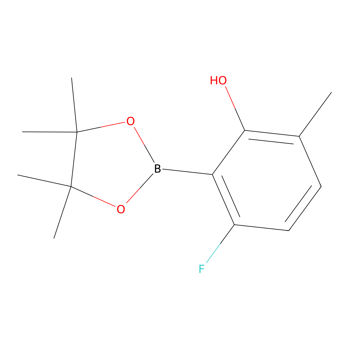 3-Fluoro-6-methyl-2-(4,4,5,5-tetramethyl-1,3,2-dioxaborolan-2-yl)phenol molecular structure, CAS 1451391-55-1