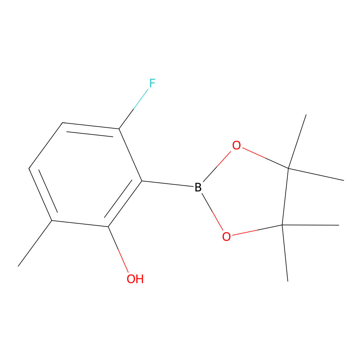 3-Fluoro-6-methyl-2-(4,4,5,5-tetramethyl-1,3,2-dioxaborolan-2-yl)phenol molecular structure, CAS 1451391-55-1