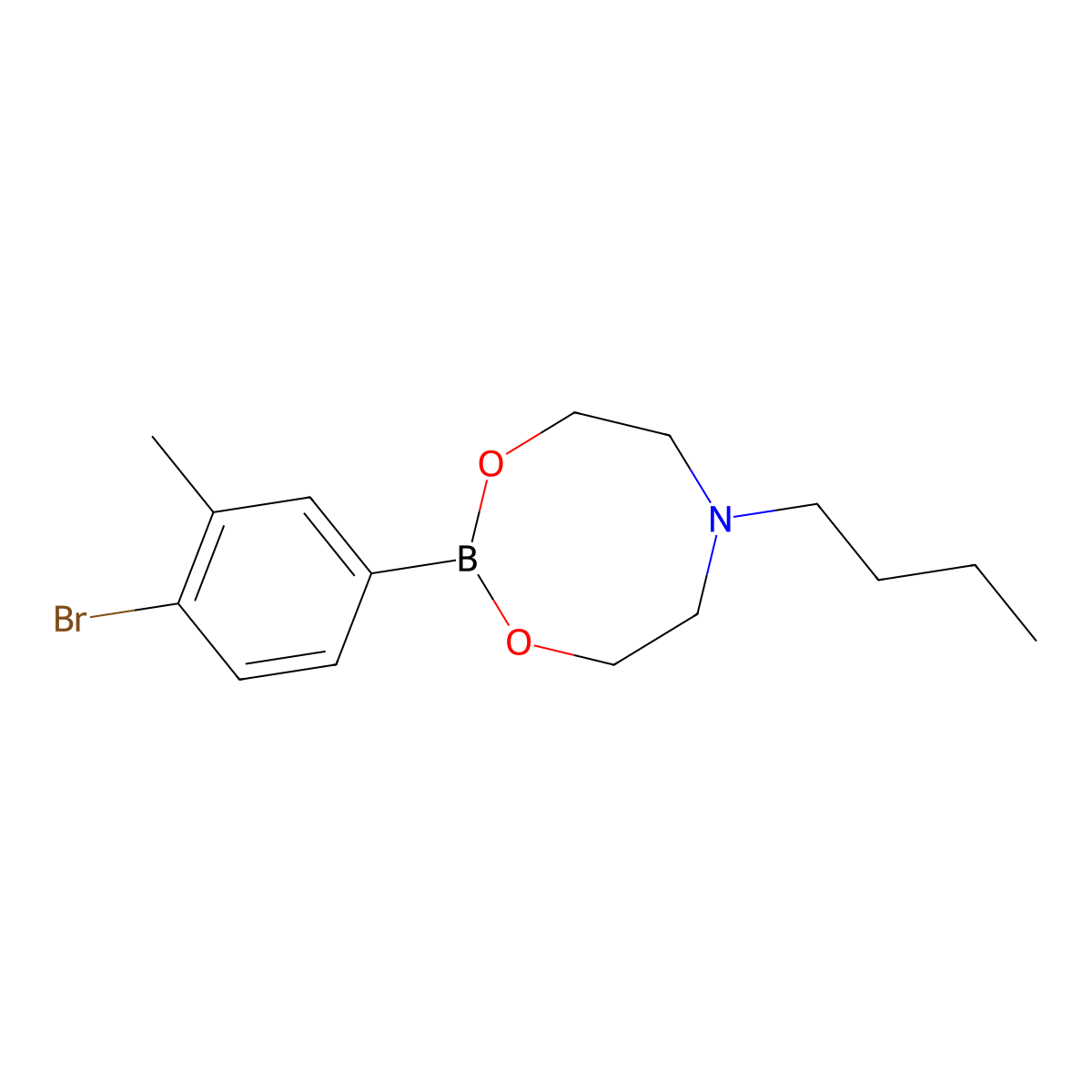 4-Bromo-3-methylphenylboronic acid N-butyldiethanolamine ester molecular structure, CAS 1451391-62-0