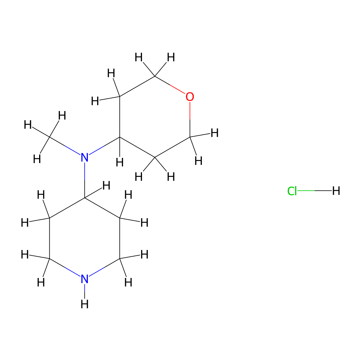 N-Methyl-N-(tetrahydro-2H-pyran-4-yl)piperidin-4-amine hydrochloride molecular structure, CAS 1451391-78-8