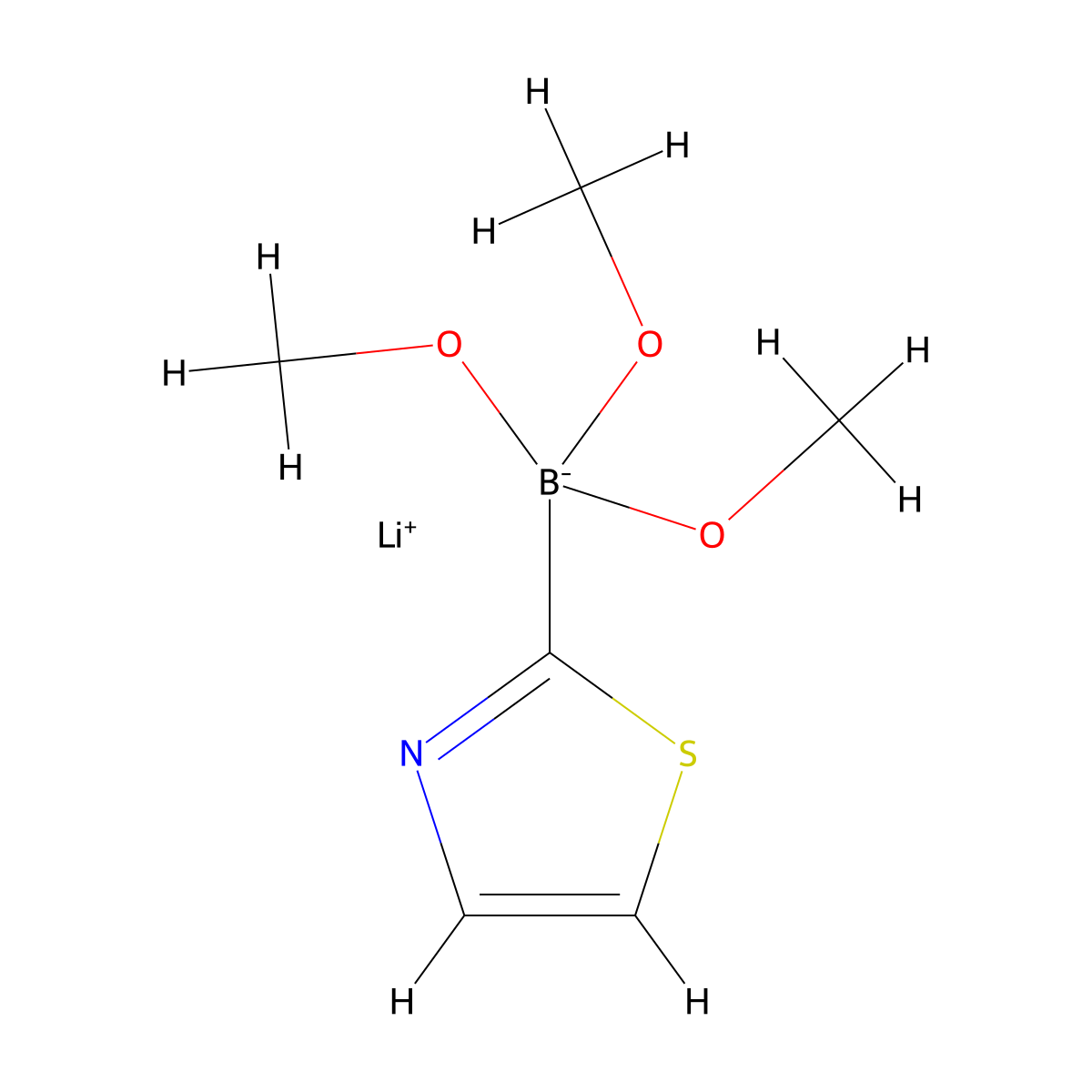 Lithium trimethoxy(thiazol-2-yl)borate molecular structure, CAS 1451391-92-6