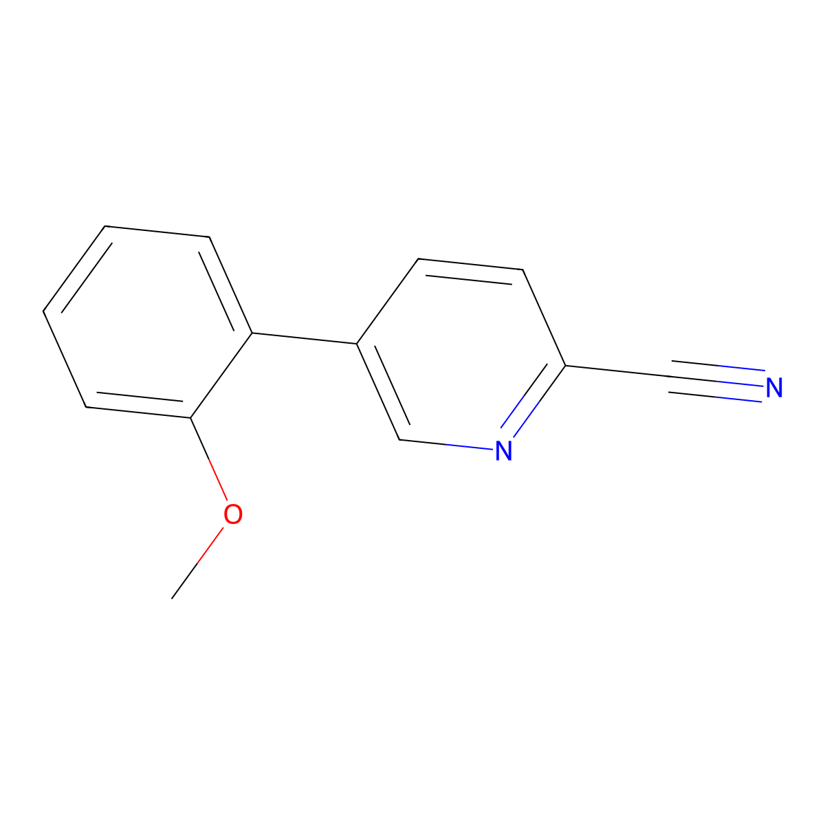 2-Pyridinecarbonitrile, 5-(2-methoxyphenyl)- molecular structure, CAS 1451392-00-9