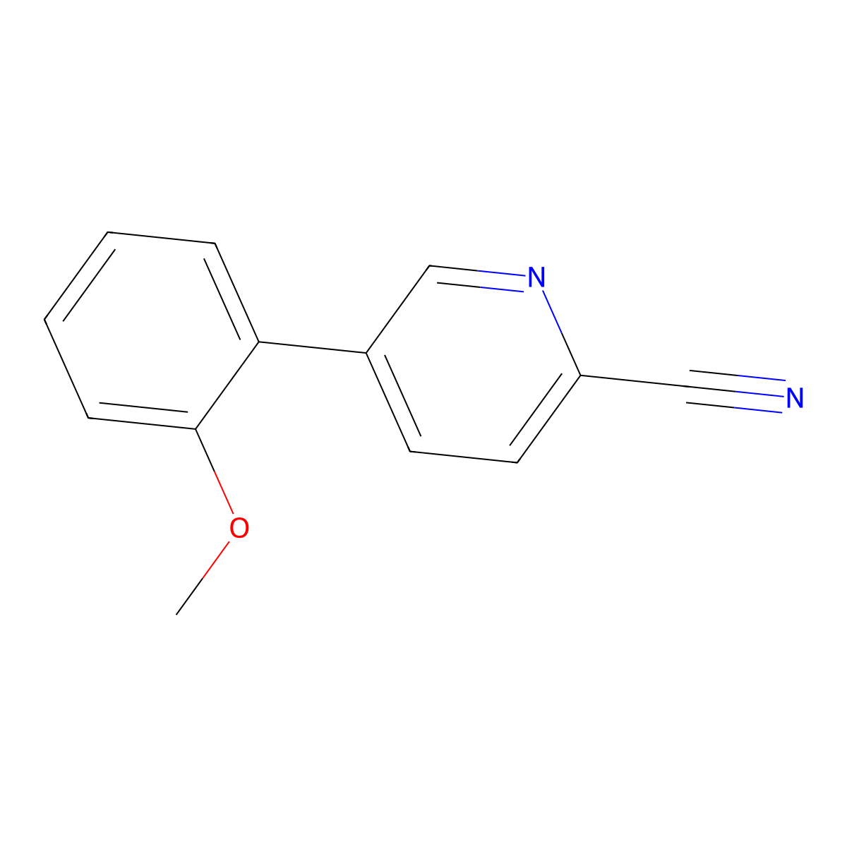 2-Pyridinecarbonitrile, 5-(2-methoxyphenyl)- molecular structure, CAS 1451392-00-9