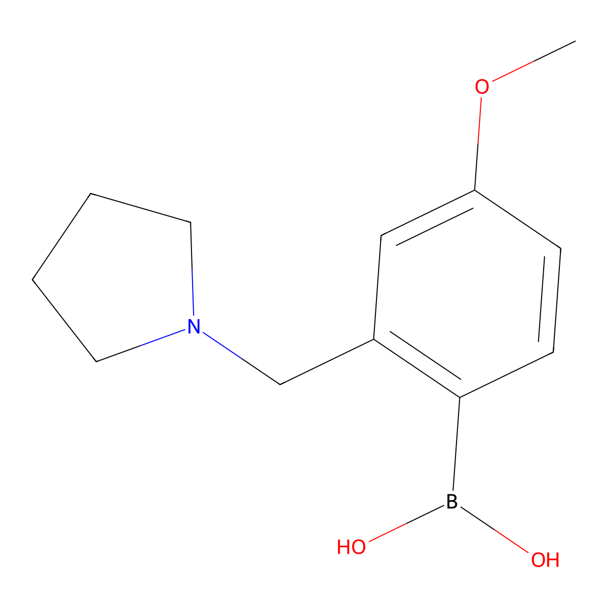 4-Methoxy-2-(pyrrolidin-1-ylmethyl)phenylboronic acid molecular structure, CAS 1451392-11-2