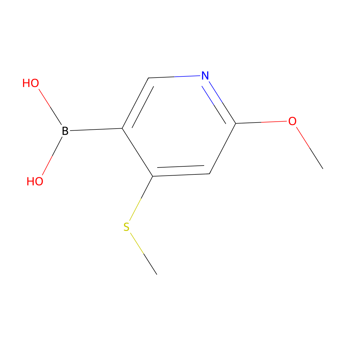2-Methoxy-4-(methylthio)pyridine-5-boronic acid molecular structure, CAS 1451392-18-9