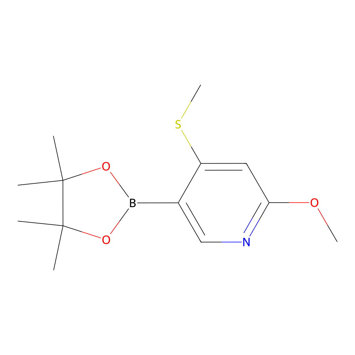 2-Methoxy-4-(methylthio)pyridine-5-boronic acid pinacol ester molecular structure, CAS 1451392-19-0