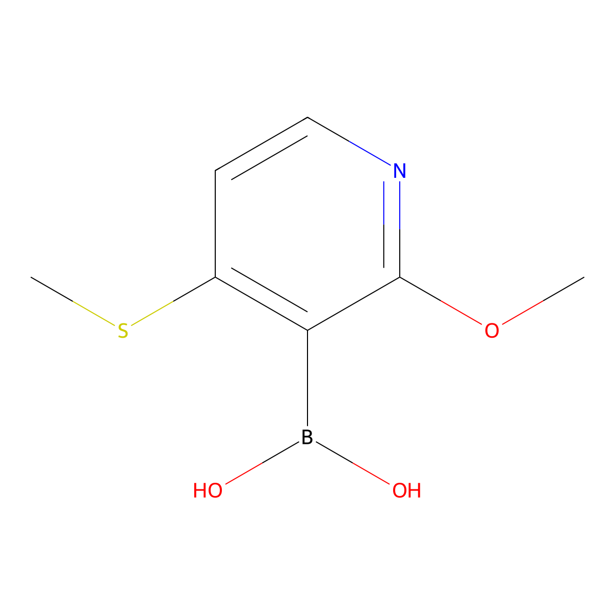 2-Methoxy-4-(methylthio)pyridine-3-boronic acid molecular structure, CAS 1451392-21-4
