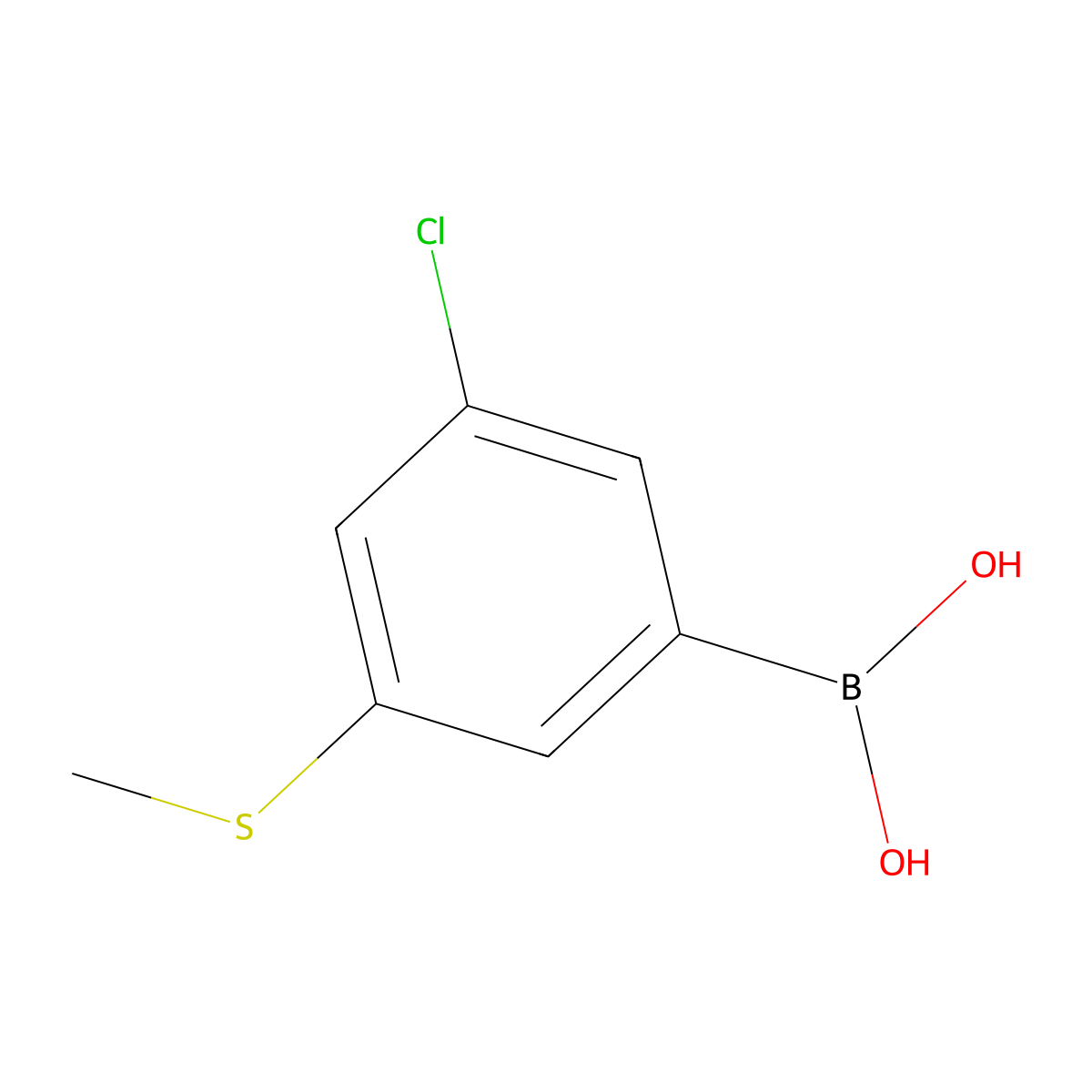 (3-Chloro-5-(methylthio)phenyl)boronic acid molecular structure, CAS 1451392-52-1