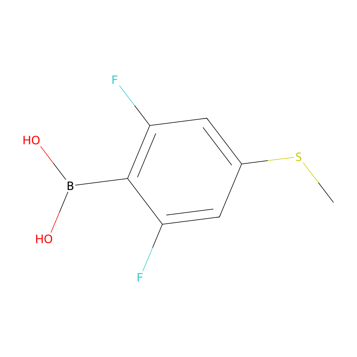 2,6-Difluoro-4-(methylthio)phenylboronic acid molecular structure, CAS 1451392-53-2