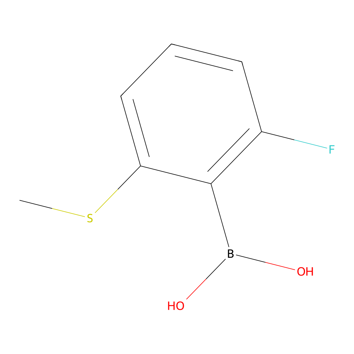 6-Fluoro-2-(methylsulfanyl)phenylboronic acid molecular structure, CAS 1451392-58-7