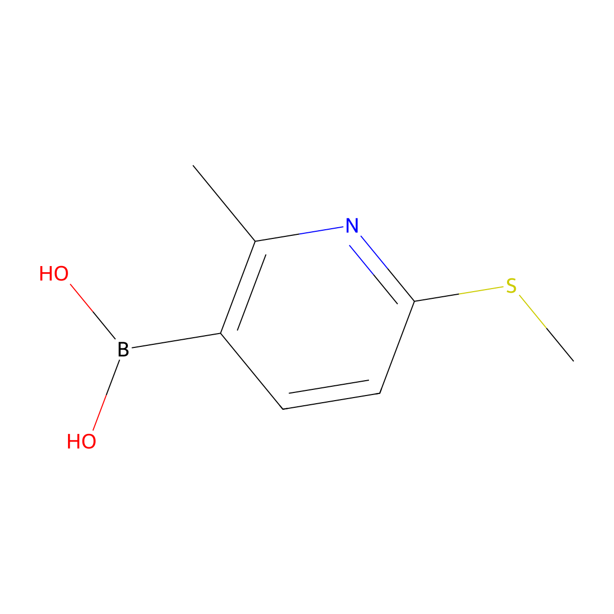 2-Methyl-6-(methylthio)-3-pyridylboronic acid molecular structure, CAS 1451392-60-1