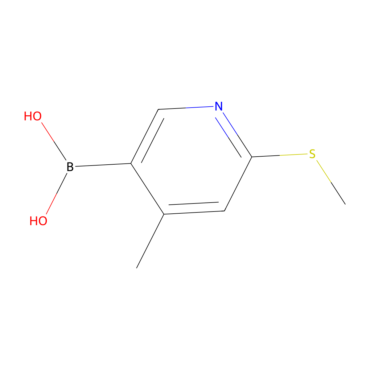 4-Methyl-2-(methylthio)-5-pyridylboronic acid molecular structure, CAS 1451392-61-2