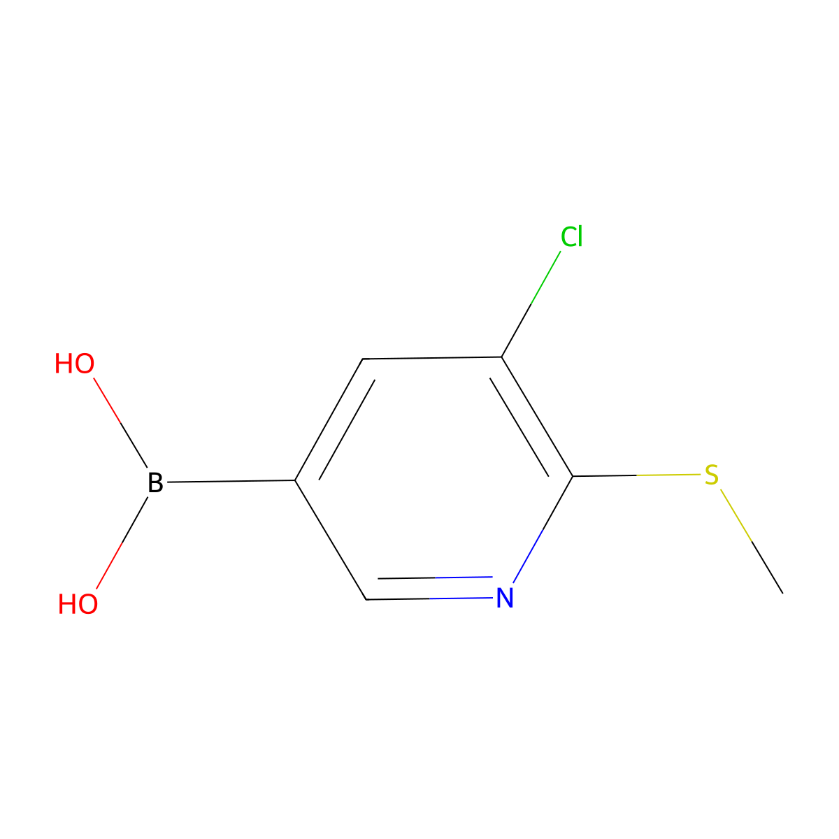3-Chloro-2-methylthiopyridine-5-boronic acid molecular structure, CAS 1451392-62-3