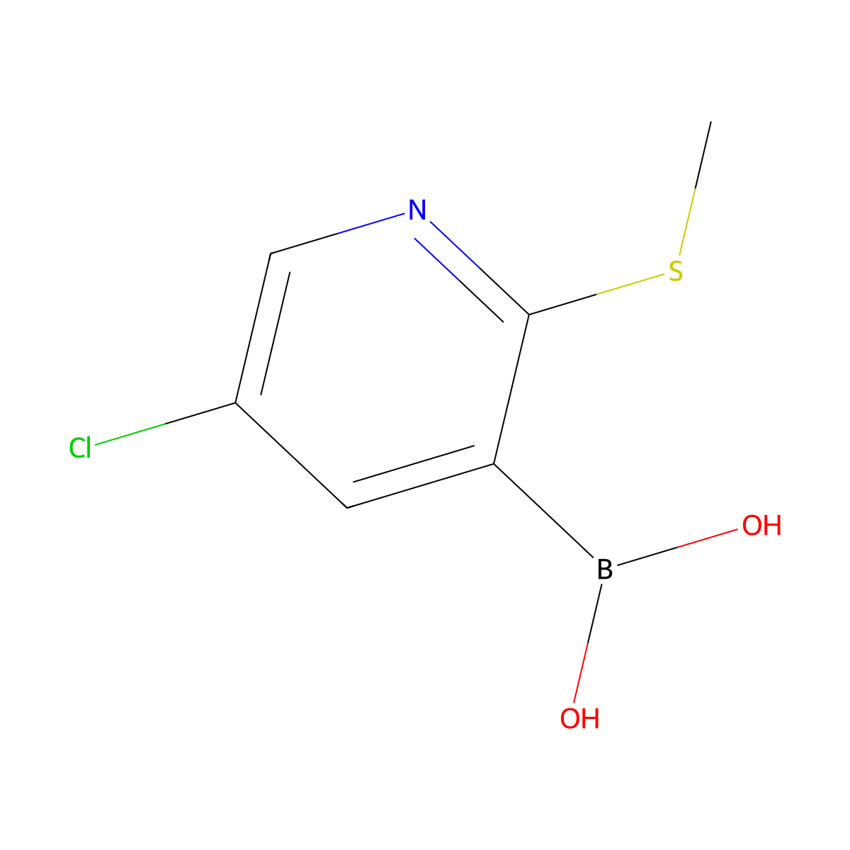 5-Chloro-2-(methylsulfanyl)pyridine-3-boronic acid molecular structure, CAS 1451392-63-4