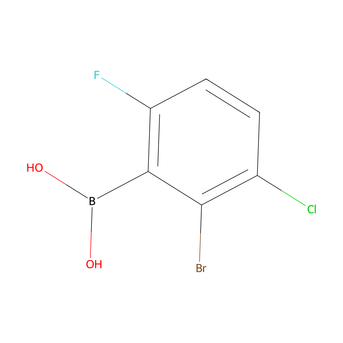 2-Bromo-3-chloro-6-fluorophenylboronic acid molecular structure, CAS 1451392-82-7